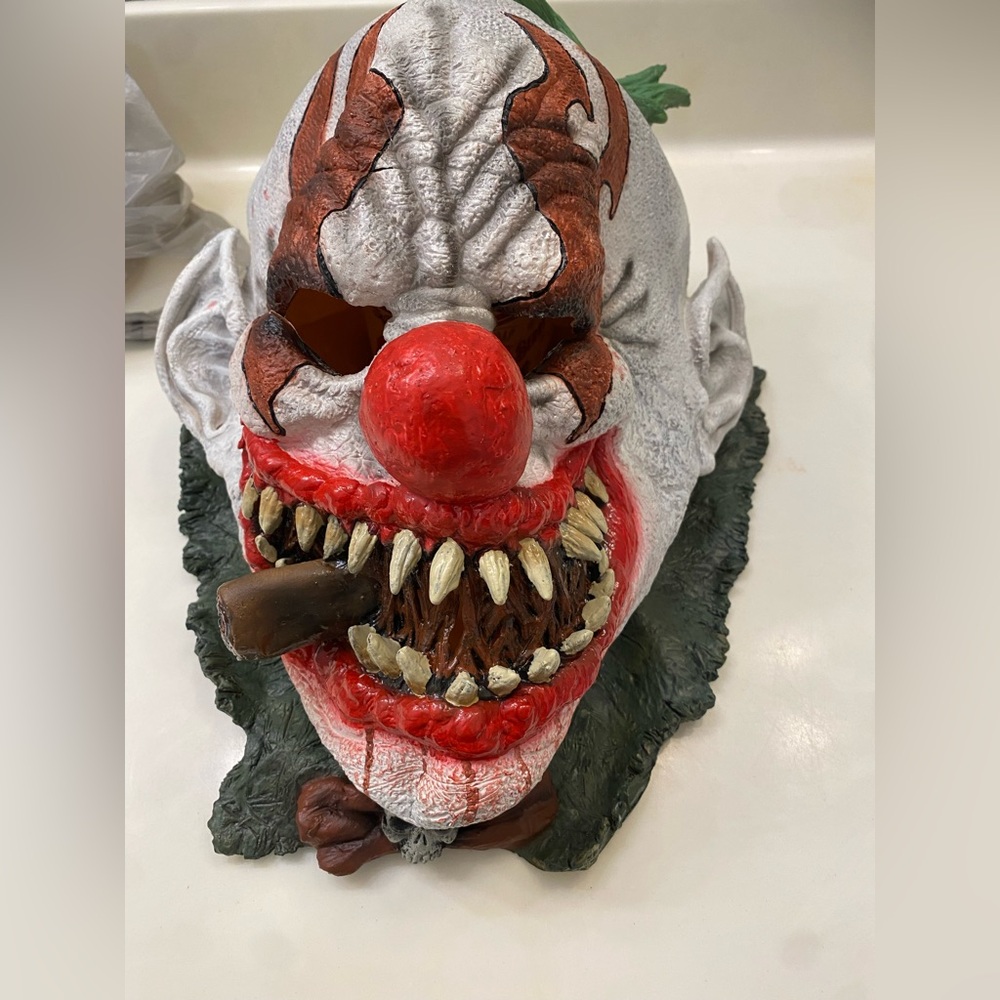Creepy Clown Halloween Mask with Cigar – Latex Horror Mask